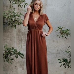 NWT Baltic Born Athena Pleated Maxi Dress | Bronze - L